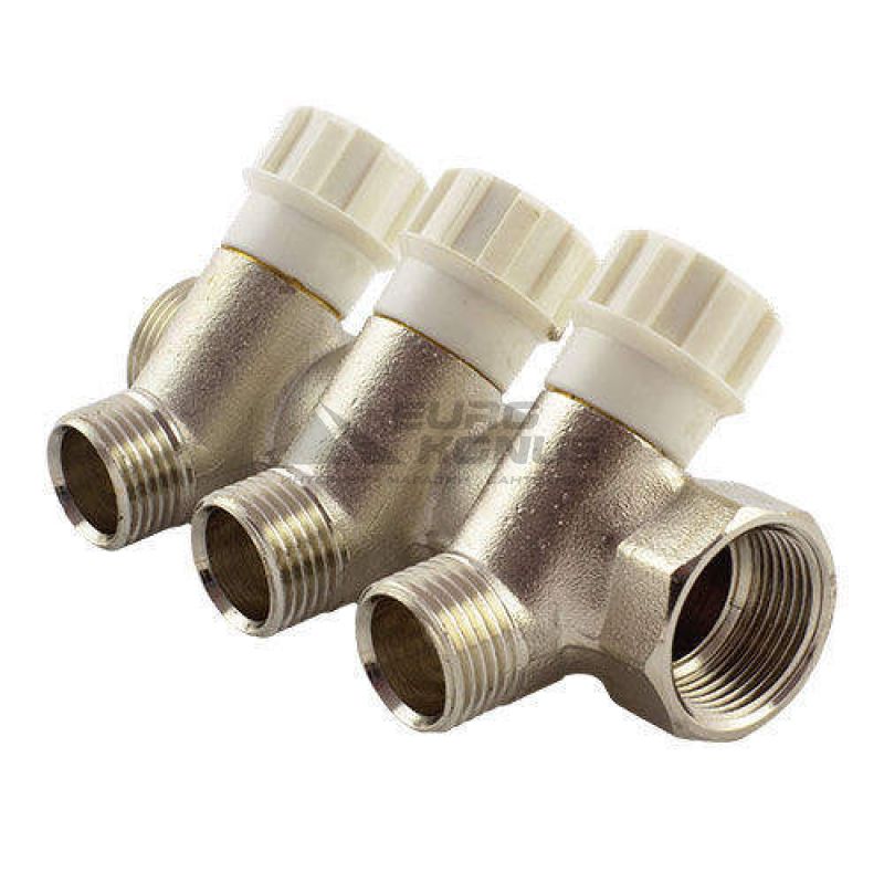FADO Коллектор вентильный латунный на 2 выхода 1/2"x3/4" (KVR02)