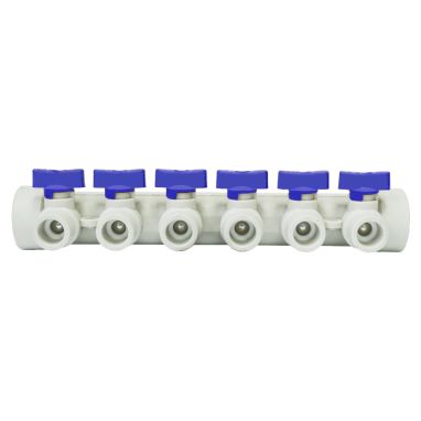 KALDE Коллектор с шаровыми кранами полипропиленовый на 2 выхода 40*x20* blue