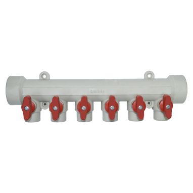 KALDE Коллектор с шаровыми кранами полипропиленовый на 4 выхода 40*x20* red