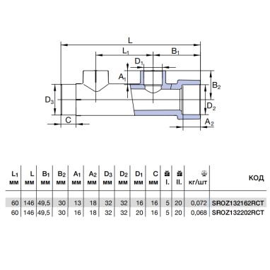 WAVIN EKOPLASTIK Коллектор двойной 20*x32* PP-RCT (SROZ132202RCT)