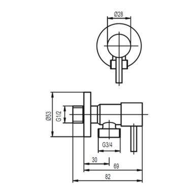 ARMATURA Кран вентильный угловой 1/2"x3/4" (244-110-00)