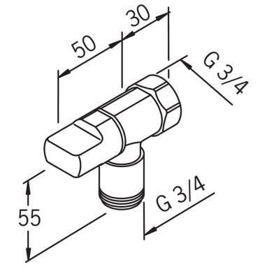 ORAS Кран для подключения стиральной машины 3/4"x3/4" 101201