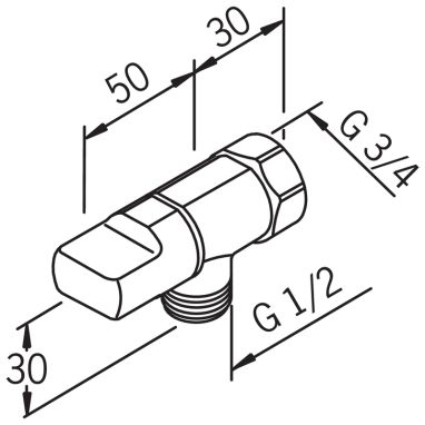 ORAS Кран для подключения стиральной машины 1/2"x3/4" 105001