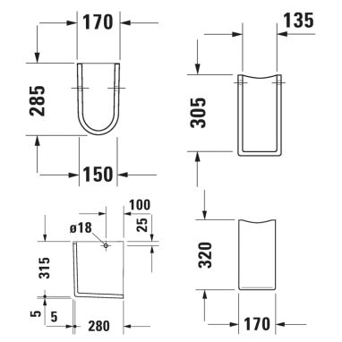 DURAVIT Полупьедестал для умывальника Starck 3 (0865150000)