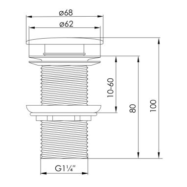 VOLLE Донный клапан click-clack 1 1/4" (90-00-77Bl)