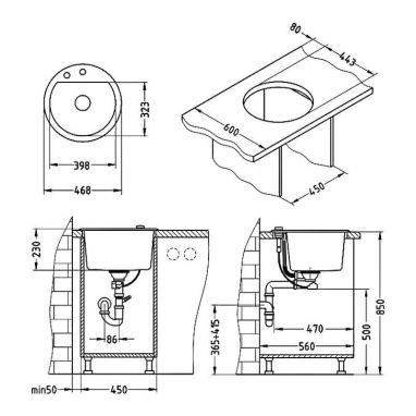 ALVEUS Мойка врезная для кухни Cubo 10-A16 M без крыла antrazit-metalic (1054636)