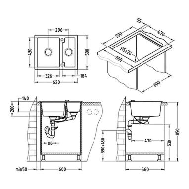 ALVEUS Мойка врезная для кухни Cubo 20-A21 M оборотная cappuccino-metalic (1054650)