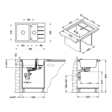 ALVEUS Мойка врезная для кухни Cubo 40-A22 оборотная terra (1054724)