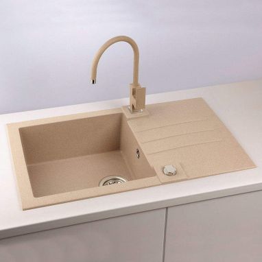 ALVEUS Мойка врезная для кухни R&R Rock 130-G55 P-U оборотная beige (1090946)