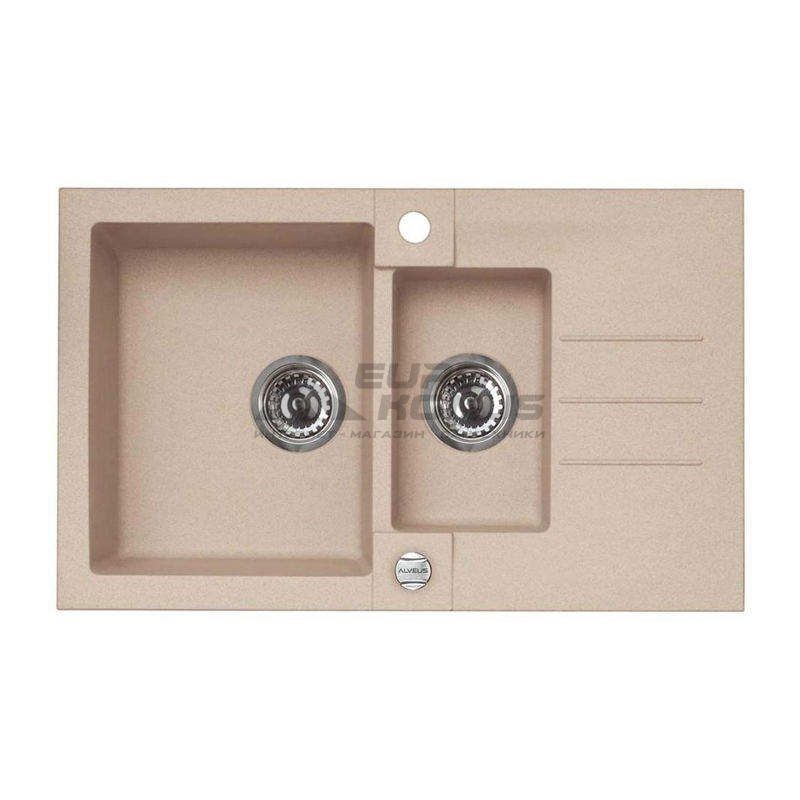 ALVEUS Мойка врезная для кухни R&R Rock 70-G55 P-U оборотная beige (1090954)