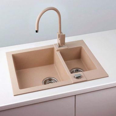 ALVEUS Мойка врезная для кухни R&R Rock 80-G55 P-U оборотная beige (1090959)