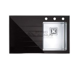 ALVEUS Мойка врезная для кухни Crystalix 10R левое крыло черное стекло (1070312)
