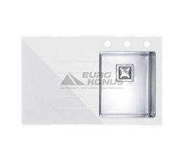 ALVEUS Мойка врезная для кухни Crystalix 10R левое крыло белое стекло (1070313/1099632)