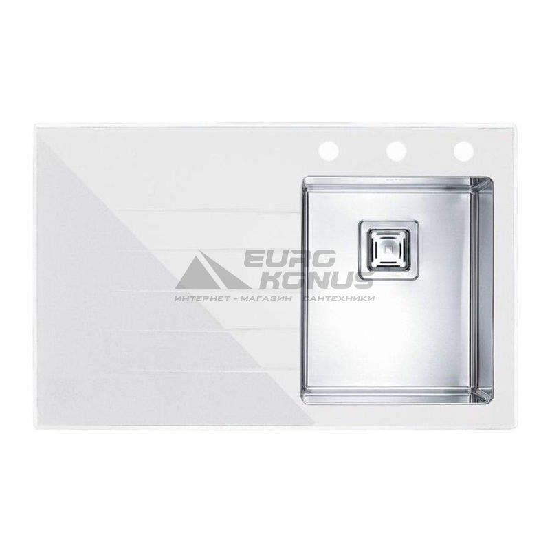 ALVEUS Мойка врезная для кухни Crystalix 10R левое крыло белое стекло (1070313/1099632)