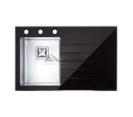 ALVEUS Мойка врезная для кухни Crystalix 10L правое крыло черное стекло (1099633)