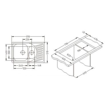ALVEUS Мойка врезная для кухни Elegant 110 оборотная микродекор (1036634 MLE)