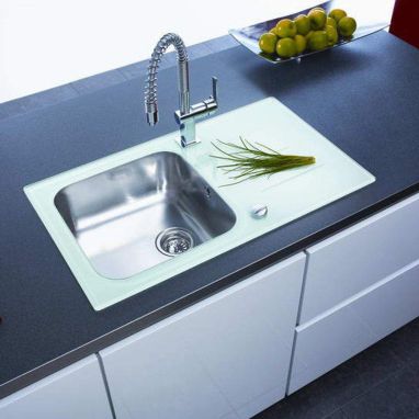ALVEUS Мойка врезная для кухни Glassix 10 оборотная белое стекло (1099462)
