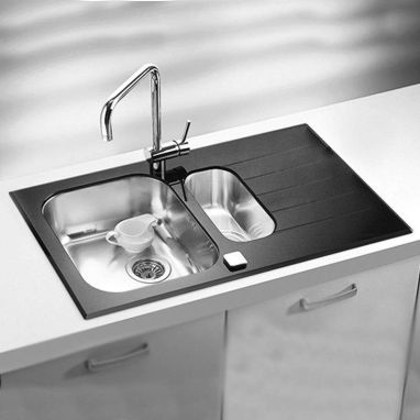 ALVEUS Мойка врезная для кухни Glassix 20 оборотная черное стекло (1100015)