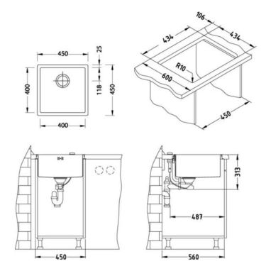 ALVEUS Мойка врезная для кухни Quadrix 30 без крыла полированная (1064351/1102605)