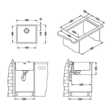 ALVEUS Мойка врезная для кухни Quadrix 40 без крыла полированная (1064352/1102605)