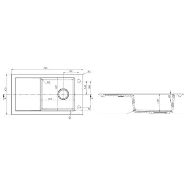 AXIS Мойка врезная для кухни оборотная Coast 70 ночное сияние 11A.OC000.99A.0021A