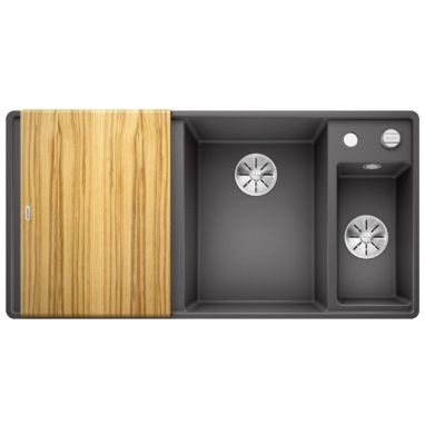 BLANCO Мойка врезная для кухни AXIA III 6 S-F левое крыло темная скала (523484)