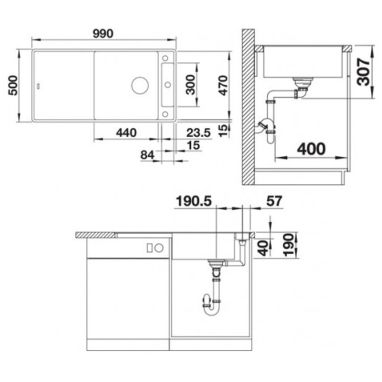 BLANCO Мойка врезная для кухни AXIA III XL 6 S-F оборотная жасмин (523530)