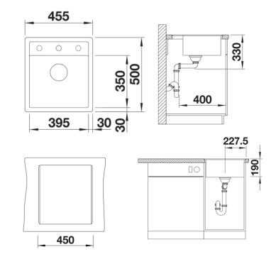 BLANCO Мойка врезная для кухни DALAGO 45-F без крыла черный (525870)
