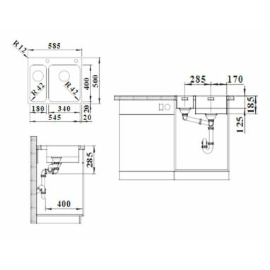 BLANCO Мойка врезная для кухни SOLIS 340/180-IF/A без крыла полированная (526132)