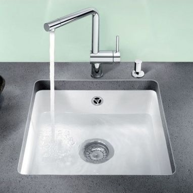 BLANCO Мойка под столешницу для кухни SUBLINE 375-U без крыла глянцевый белый (516035)