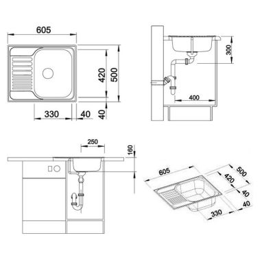 BLANCO Мойка врезная для кухни TIPO 45 S mini оборотная матовая (516524)