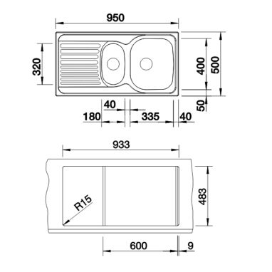 BLANCO Мойка врезная для кухни TIPO 6 S Basic оборотная матовая (512303)