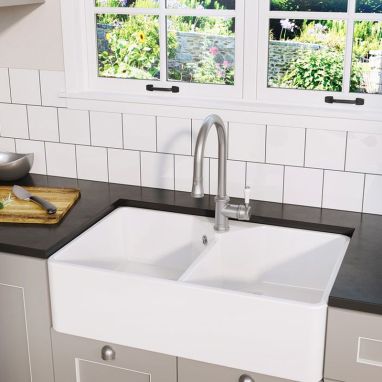 BLANCO Мойка под столешницу для кухни VILLAE Double без крыла глянцевый белый (525164)