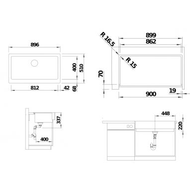 BLANCO Мойка под столешницу для кухни VINTERA XL 9-UF без крыла кофе (526108)