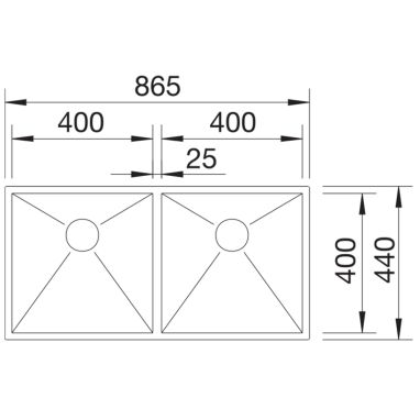 BLANCO Мойка врезная для кухни ZEROX 400/400-IF без крыла полированная (521619)