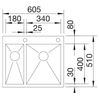 BLANCO Мойка врезная для кухни ZEROX 340/180-IF/A без крыла полированная (521642)