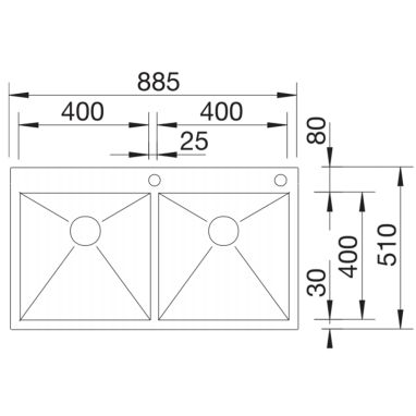BLANCO Мойка врезная для кухни ZEROX 400/400-IF/A без крыла полированная (521648)