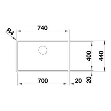 BLANCO Мойка под столешницу для кухни ZEROX 700-U Dark Steel без крыла матовая (526244)