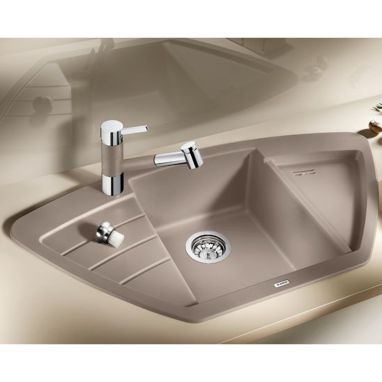 BLANCO Мойка врезная для кухни ZIA 9 E угловая серый беж (514763)