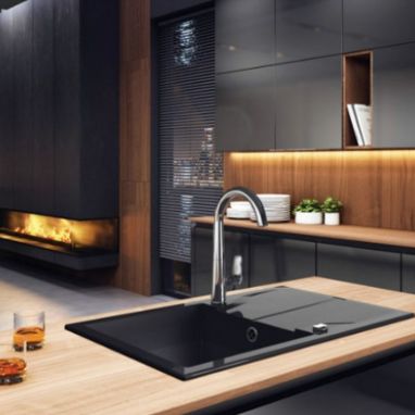 DEANTE Мойка врезная для кухни Andante ZQN 2113 оборотная графитовый гранит