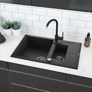 DEANTE Мойка врезная для кухни Andante ZQN 2513 оборотная графитовый гранит