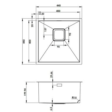 FABIANO Кухонная мойка Quadro 44 Nano Copper без крыла полированная (8216.401.0895)