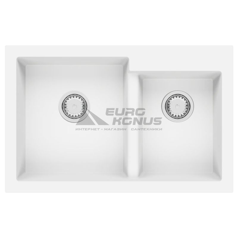 FABIANO Мойка врезная для кухни Quadro 79x51x2 без крыла Alpine White (8221.201.0990)