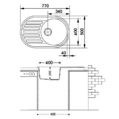 FABIANO Кухонная мойка Arc 77x50 Antracit (8221.401.0470)