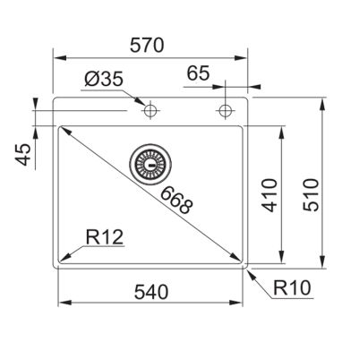 FRANKE Мойка врезная для кухни BOX BXX 210-54 TL без крыла полированная (127.0369.295)