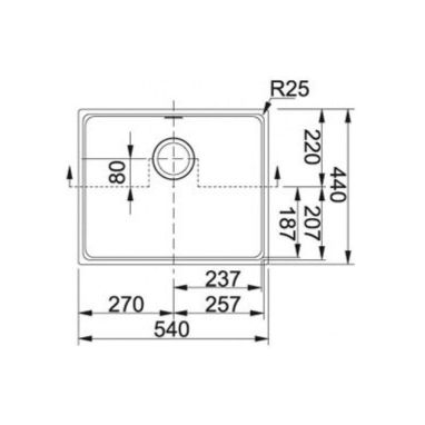 FRANKE Мойка под столешницу для кухни KUBUS KBG 110-50 без крыла белый (125.0459.028)