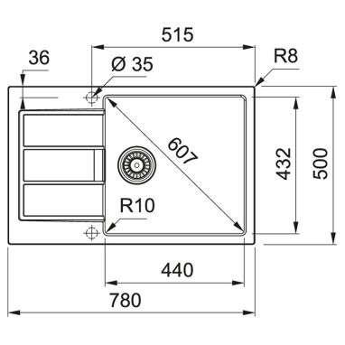 FRANKE Мойка врезная для кухни SIRIUS 2.0 S2D 611-78 XL оборотная серый (143.0621.339)