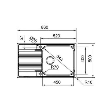 FRANKE Мойка врезная для кухни SMART SRL 611-86 XL оборотная декор (101.0456.706)