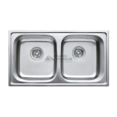HAIBA Мойка врезная для кухни Double 78x43 Decor без крыла декор (HB0567)