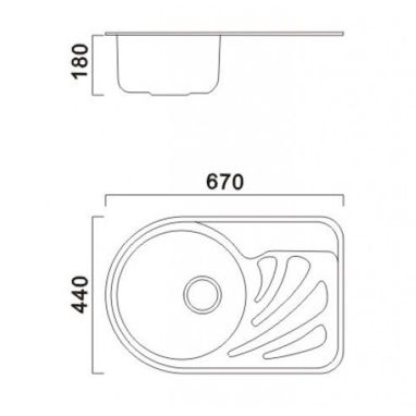 HAIBA Мойка врезная для кухни 67x44 Decor правое крыло декор (HB0557)